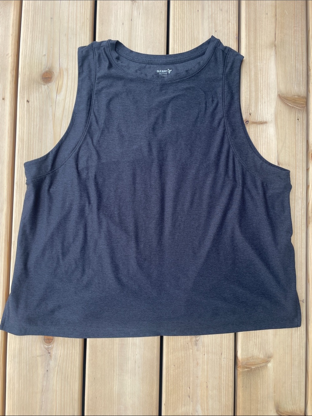 Old Navy Black Boxy Crop Tank - Crew Scoop Neck